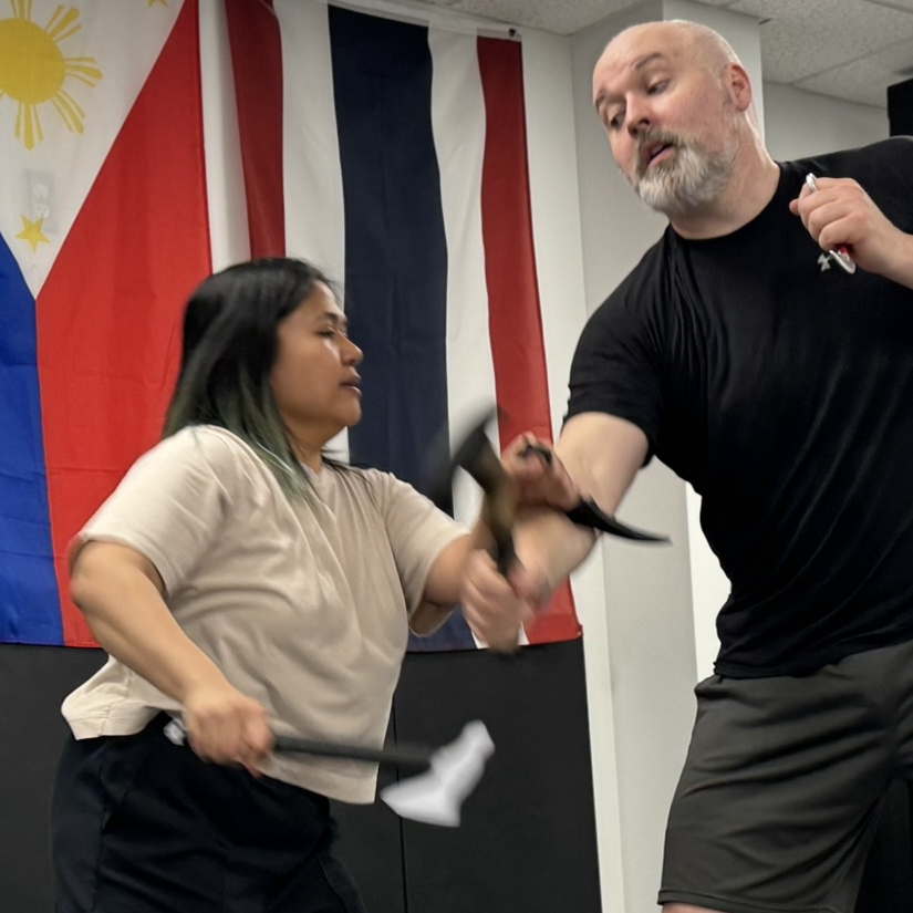 Kali flow drill with safe training weapons